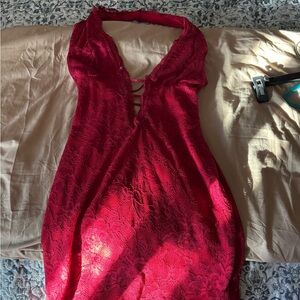 Amazon Red Lace Mini Dress